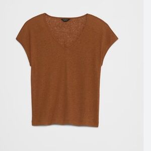 Banana Republic Linen-Blend V-Neck Tee • Chocolate Brown • Size Large